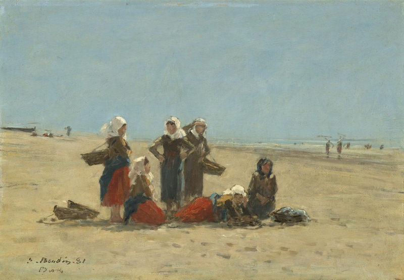 Peinture sur toile, reproduction de Boudin, Femmes sur la plage à Berck - 1881 qualité musée