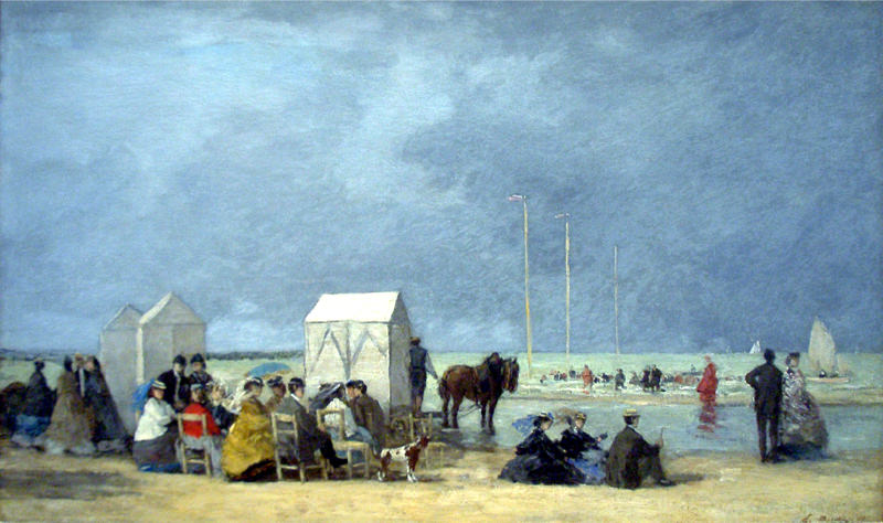 Peinture sur toile, reproduction de Boudin, L'heure du bain à Deauville - 1865 qualité musée