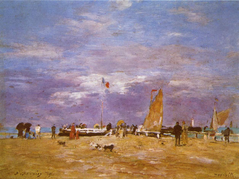 Peinture sur toile, reproduction de Boudin, La jetée de Deauville - 1869 qualité musée