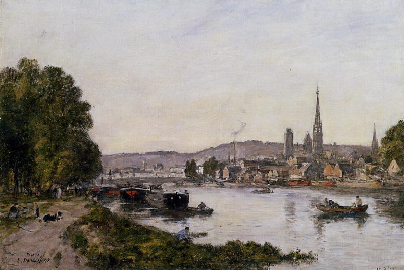 Peinture sur toile, reproduction de Boudin, Rouen, Vue au-dessus de la Seine - 1895 qualité musée