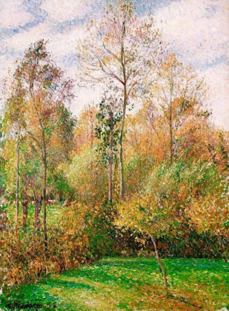 Peinture sur toile, reproduction de Camille Pissarro - Autumn Poplars Eragny 1894 qualité musée