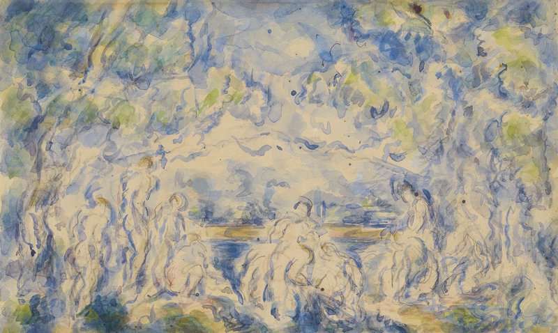 Peinture sur toile, reproduction de Cezanne Paul Baigneuses Devant Une Montagne Ca. 1902-06 qualité musée