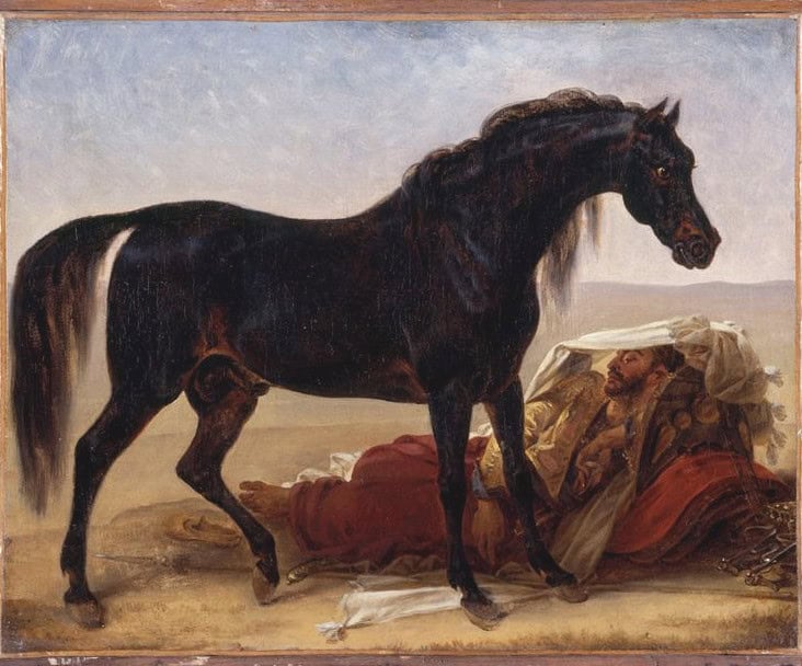 Peinture sur toile, reproduction de Cheval Arabe - Un Arabe Et Son Coursier Par Antoine-jean Gros qualité musée