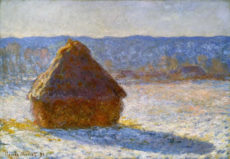 Peinture sur toile, reproduction de Claude Monet Meule Effet De Neige Le Matin qualité musée
