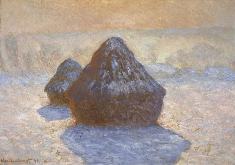Peinture sur toile, reproduction de Claude Monet Meules Effet De Gelée Blanche qualité musée