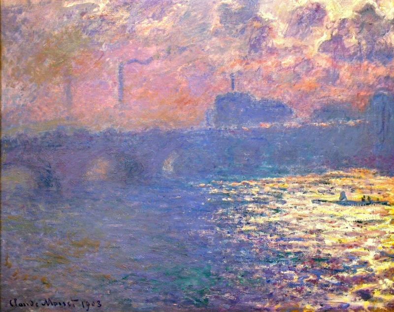 Peinture sur toile, reproduction de Claude Monet Waterloo Bridge Sunlight Effect - 1903 qualité musée