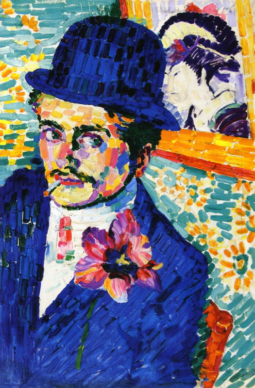 Peinture sur toile, reproduction de Delaunay, Homme avec une tulipe - Portrait de Jean metzinger qualité musée