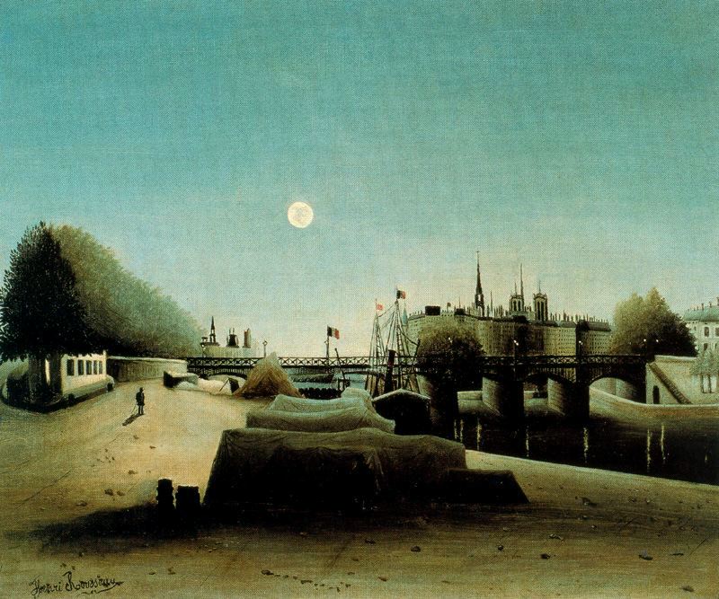 Peinture sur toile, reproduction de Douanier Rousseaau A View Of The Ile Saint Louis qualité musée