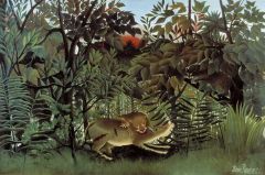 Douanier Rousseau Le Lion Affamme Se Jette Sur Antilope