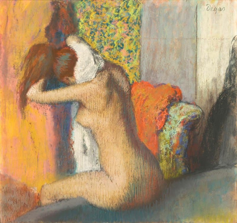 Peinture sur toile, reproduction de Edgar Degas After The Bath Woman Drying Her Neck qualité musée