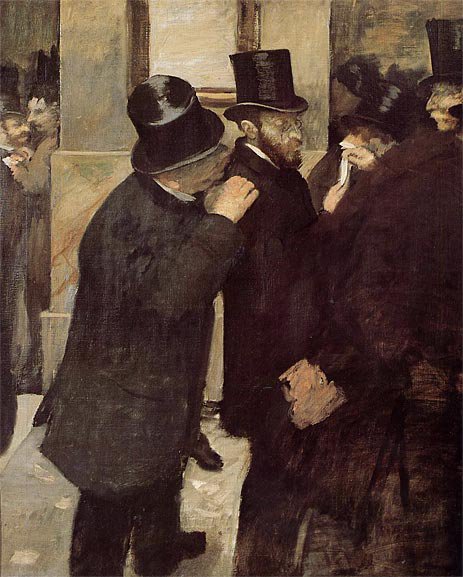Peinture sur toile, reproduction de Edgar Degas Portraits At The Stock Exchange qualité musée