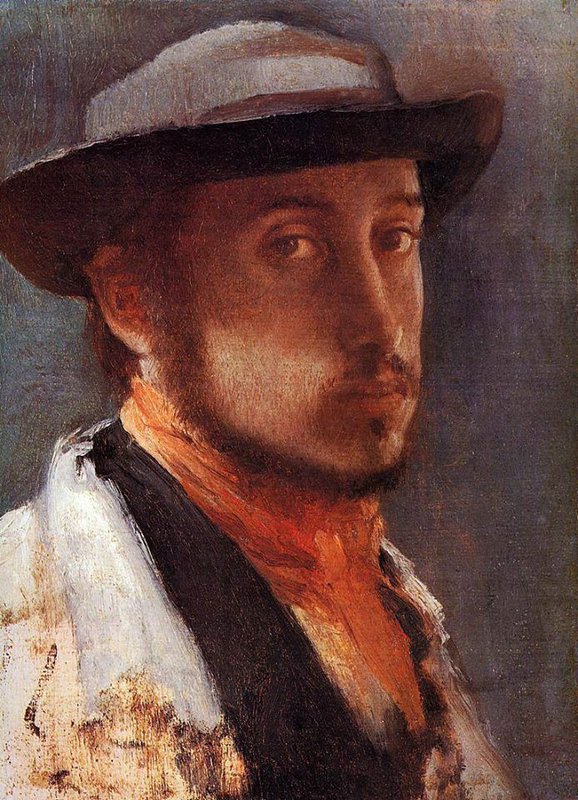 Peinture sur toile, reproduction de Edgar Degas Self Portrait In A Soft Hat qualité musée