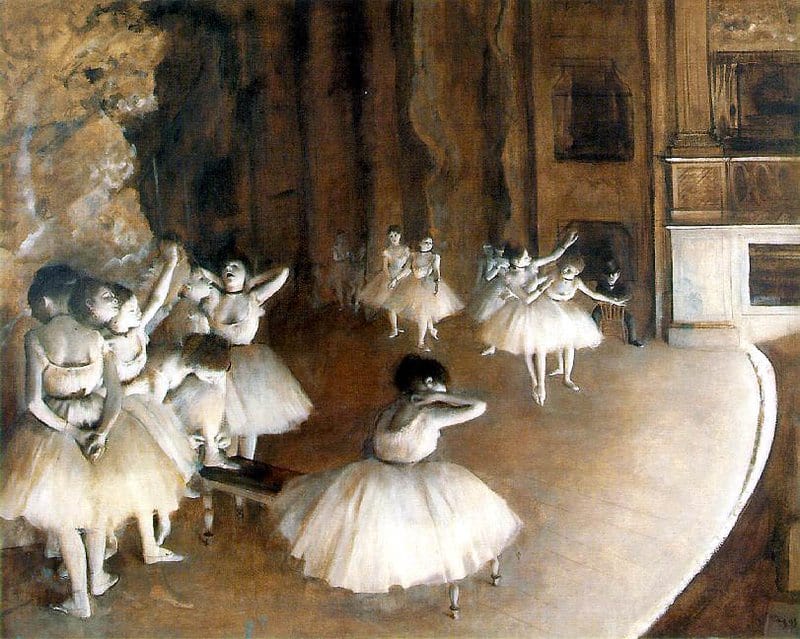 Peinture sur toile, reproduction de Edgar Degas The Ballet Rehearsal On Stage qualité musée