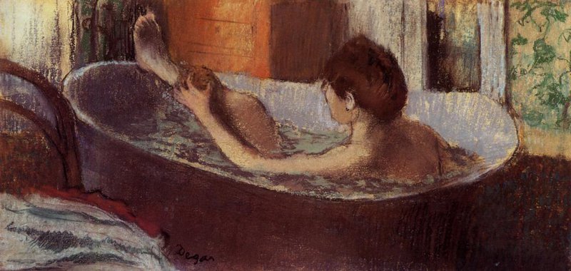 Peinture sur toile, reproduction de Edgar Degas Woman In Her Bath Sponging Her Leg qualité musée