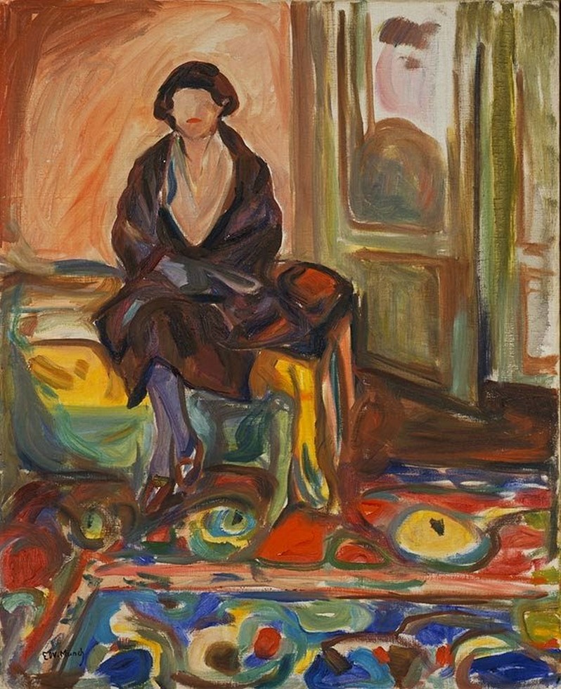 Peinture sur toile, reproduction de Edvard Munch, Model Seated on the Couch, 1920-21 qualité musée