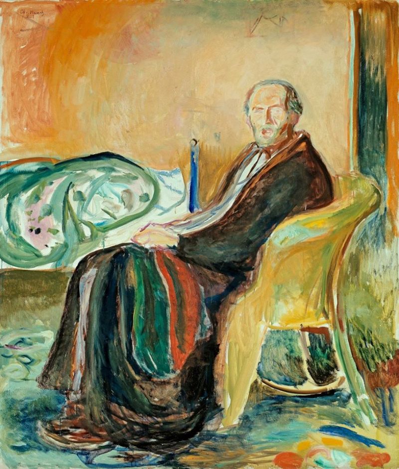 Peinture sur toile, reproduction de Edvard Munch Self-portrait With The Spanish Flu 1919 qualité musée
