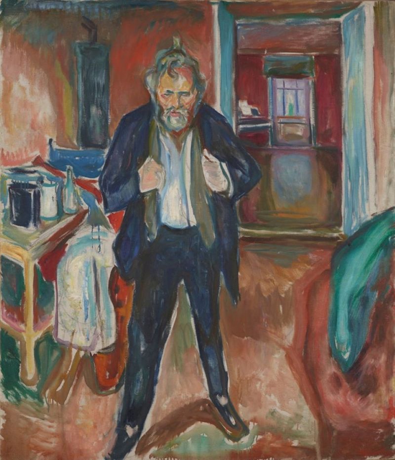 Peinture sur toile, reproduction de Edvard Munch Sleepless Night Self Portrait In Inner Turmoil 1920 qualité musée