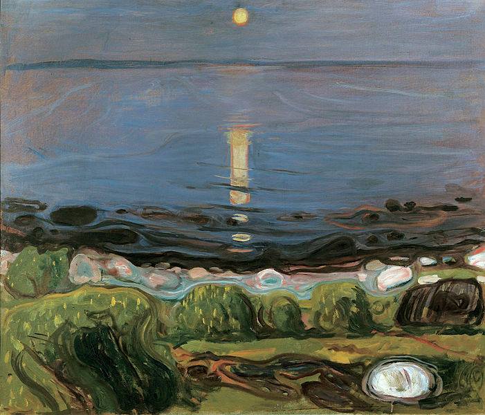 Peinture sur toile, reproduction de Edvard Munch Summer Night By The Beach 1902-03 qualité musée