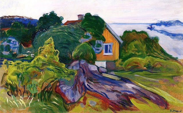Peinture sur toile, reproduction de Edvard Munch The House By The Fjord qualité musée