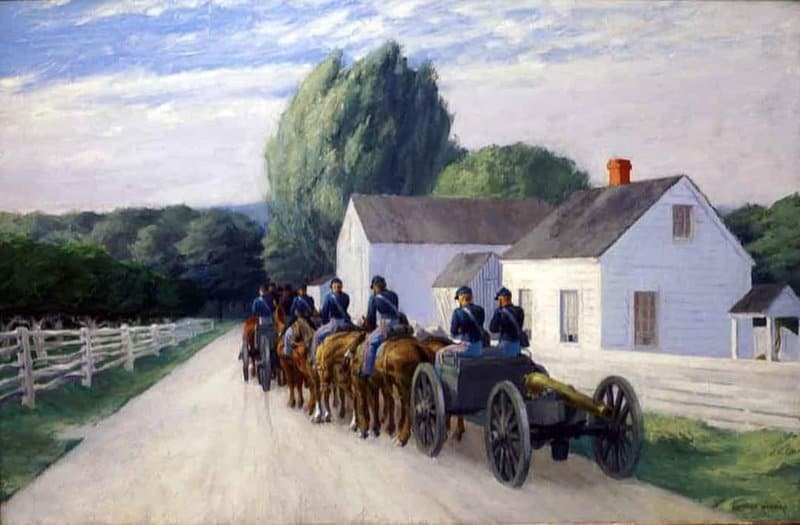 Peinture sur toile, reproduction de Edward Hopper Light Battery At Gettysburg Ca. 1940 qualité musée