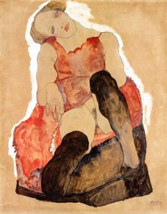 Egon Schiele Chica Con Medias Negras - 1911