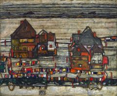 Egon Schiele, Houses with Laundry (Seeburg), 1914