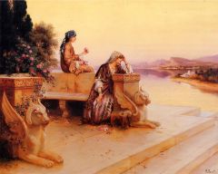 Ernst, Elégantes femmes Arabes sur la terrasse