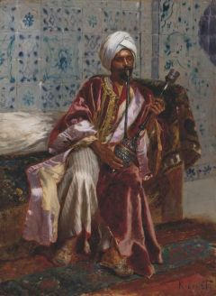 Ernst Rudolf Arab Smoking A Nargilah