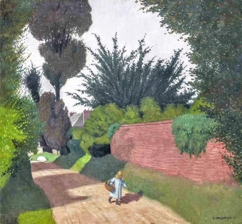 Peinture sur toile, reproduction de Felix Vallotton, Path With Little Girl Carrying A Basket, 1911 qualité musée