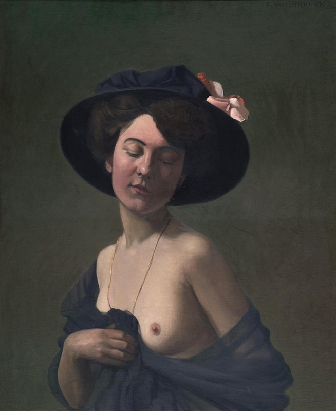 Peinture sur toile, reproduction de Felix Vallotton, Woman in the black hat, 1908 qualité musée