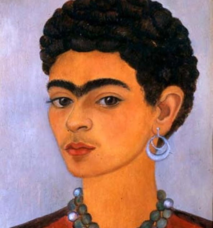Peinture sur toile, reproduction de Frida Kahlo, Autoportrait Avec Des Cheveux Bouclés qualité musée