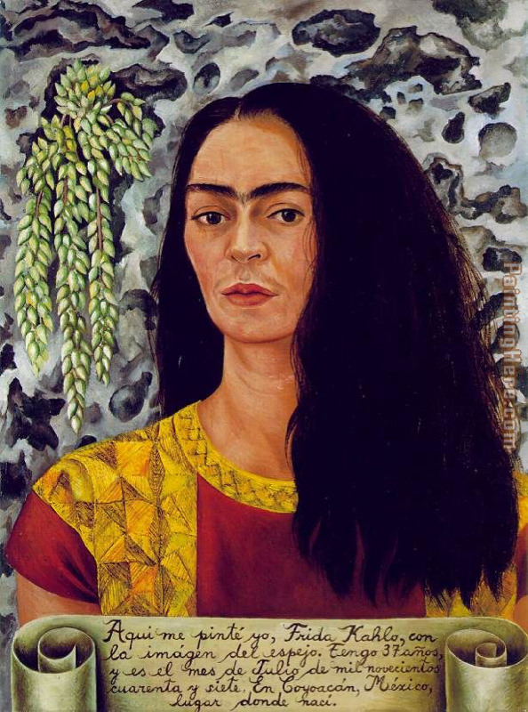 Peinture sur toile, reproduction de Frida Kahlo, Autoportrait Avec Les Cheveux Lachés qualité musée