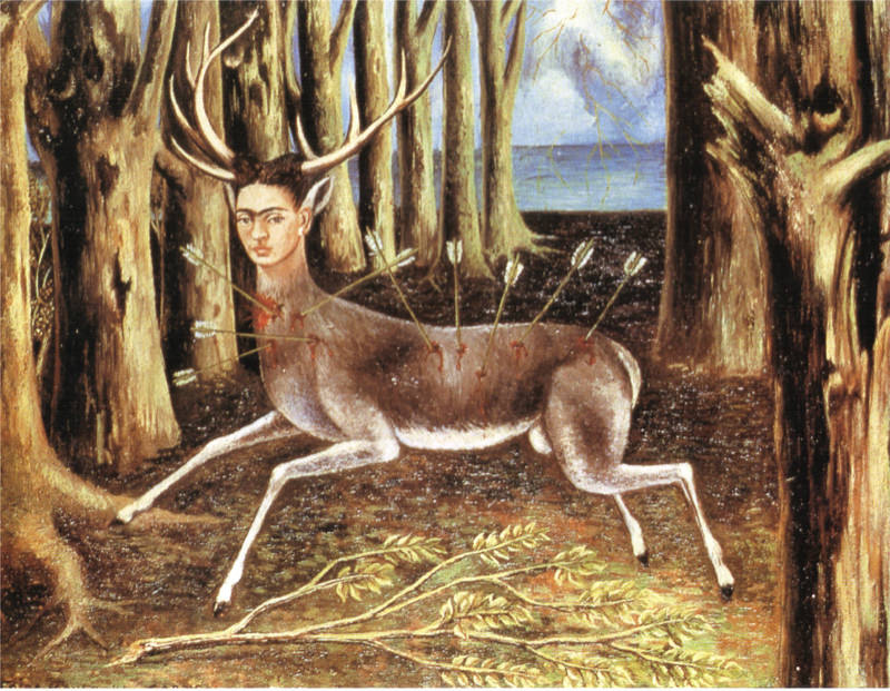 Peinture sur toile, reproduction de Frida Kahlo, Le cerf blessé - Le petit cerf qualité musée