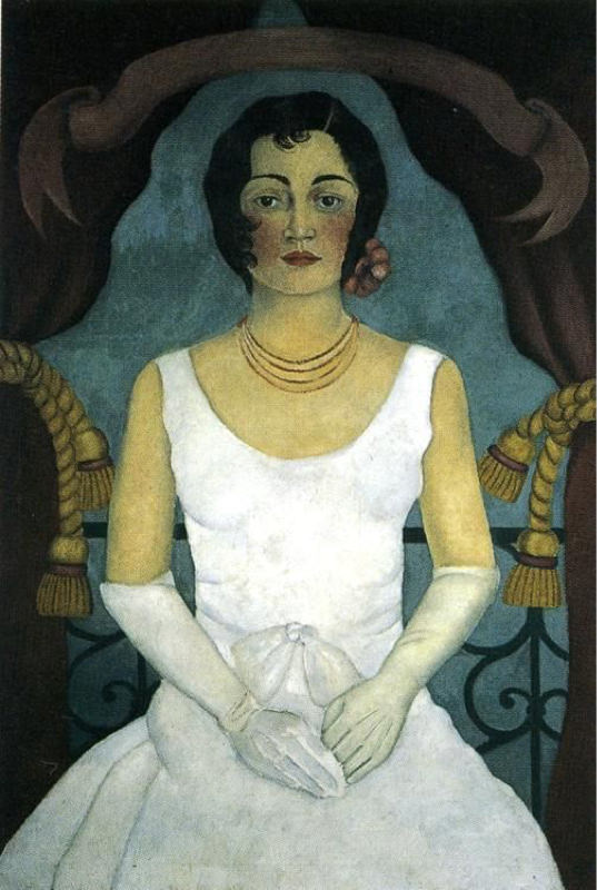 Peinture sur toile, reproduction de Frida Kahlo, Portrait d'une femme en blanc qualité musée