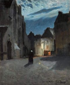 Frits Thaulow A Town By Moonlight