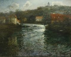 Frits Thaulow Moonlight Canal Scene
