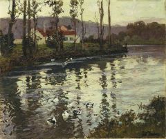 Frits Thaulow River Landscape With Ducks