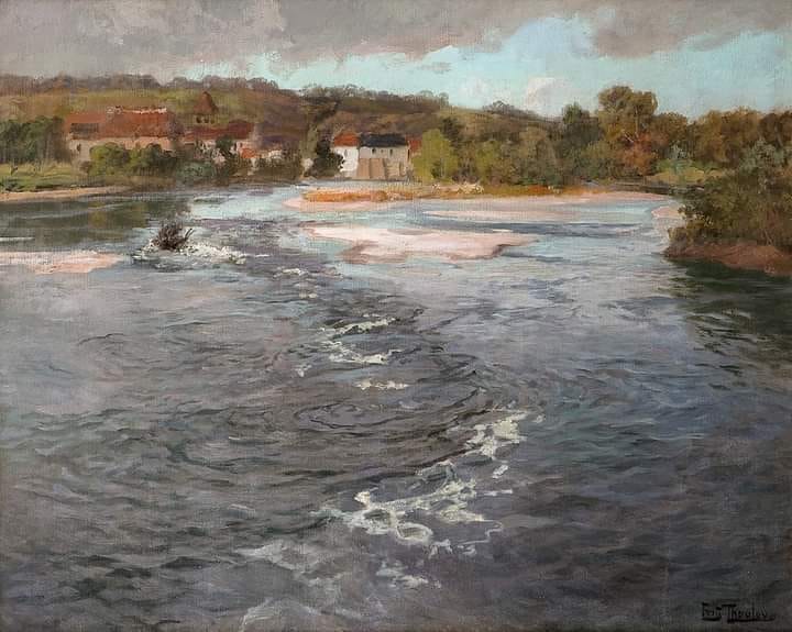 Peinture sur toile, reproduction de Frits Thaulow The Dordogne River At Beaulieu C. 1905 qualité musée