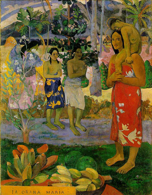 Peinture sur toile, reproduction de Gauguin, Je te salue Marie - Orana Maria qualité musée