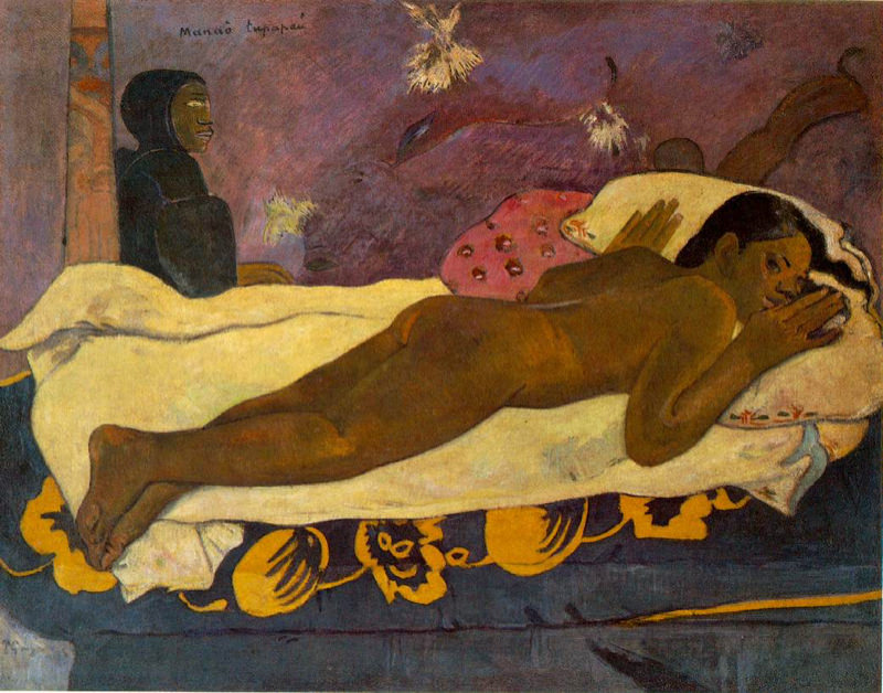 Peinture sur toile, reproduction de Gauguin, L'esprit des morts veille - Manaò tupapau qualité musée