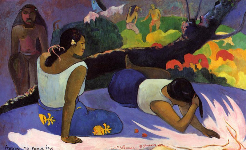 Peinture sur toile, reproduction de Gauguin, Le plaisir de l'esprit du mal - Arearea no varua ino qualité musée