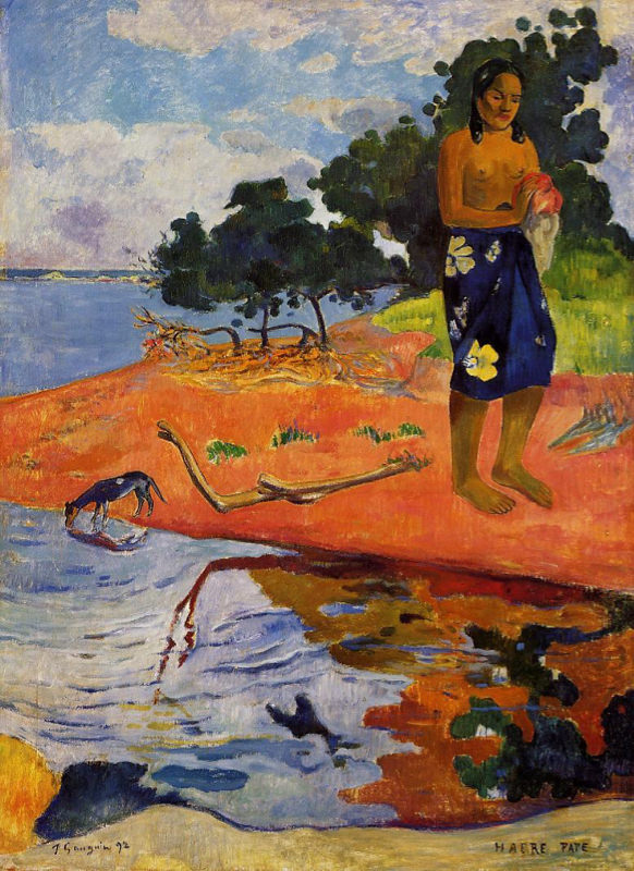 Peinture sur toile, reproduction de Gauguin, Obtenir de l'eau - Haere pape qualité musée