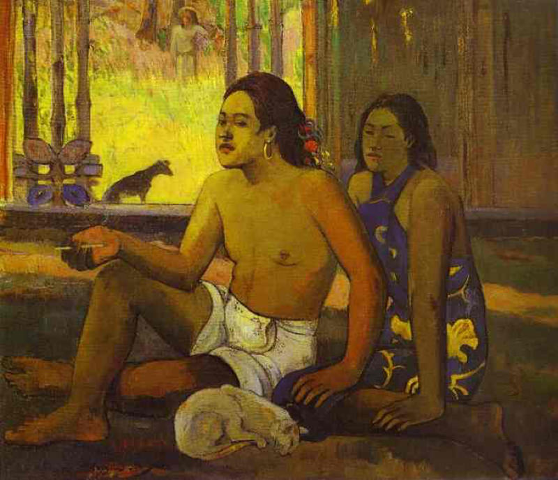 Peinture sur toile, reproduction de Gauguin, Tahitiens dans une pièce -Eiaha Ohipa qualité musée