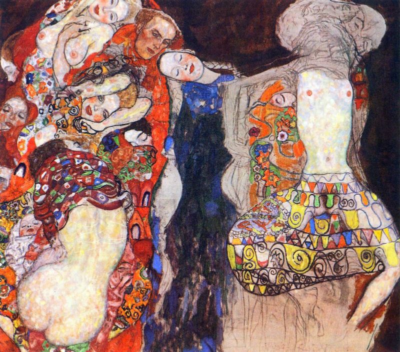 Peinture sur toile, reproduction de Gustav Klimt Adorn The Bride With Veil And Wreath qualité musée