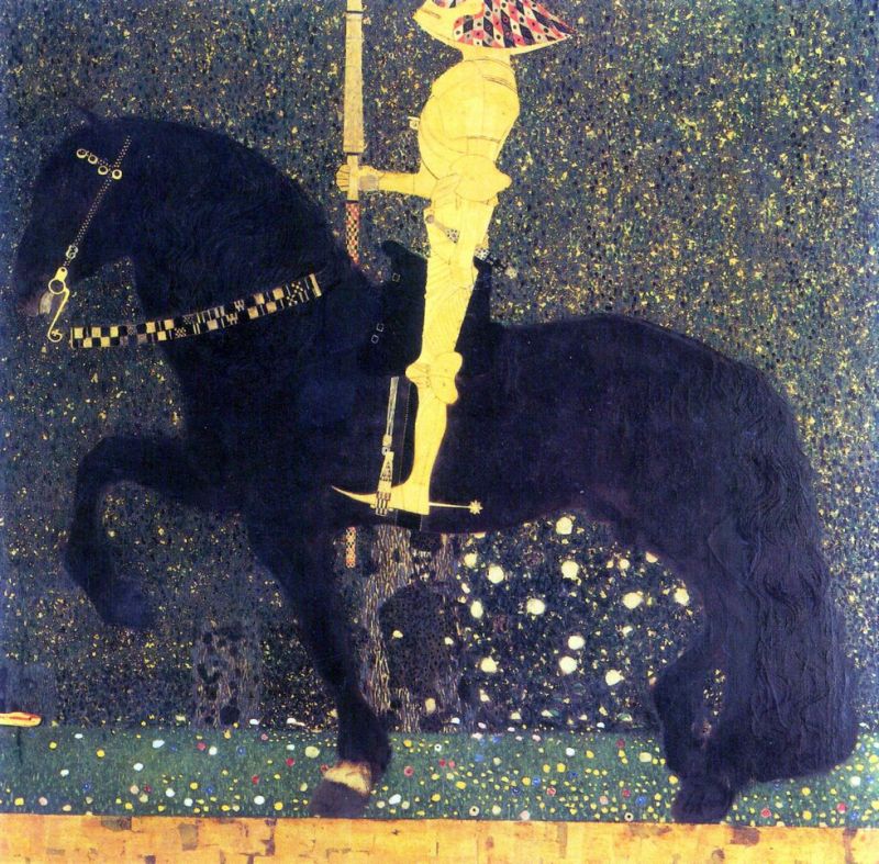 Peinture sur toile, reproduction de Gustav Klimt The Life Of A Struggle - The Golden Knights qualité musée