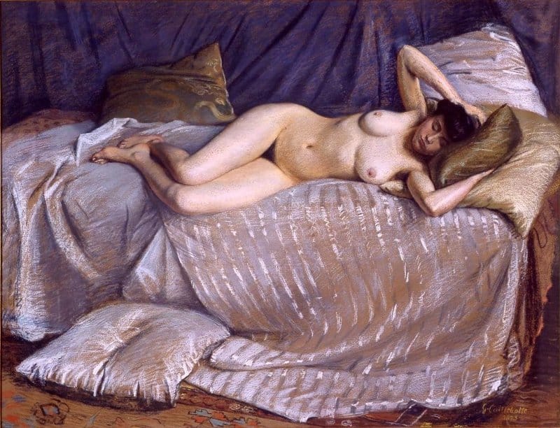 Peinture sur toile, reproduction de Gustave Caillebotte Femme Nue Etendue Sur Un Divan qualité musée