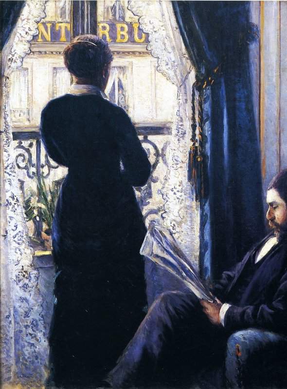 Peinture sur toile, reproduction de Gustave Caillebotte Interior Woman At The Window qualité musée