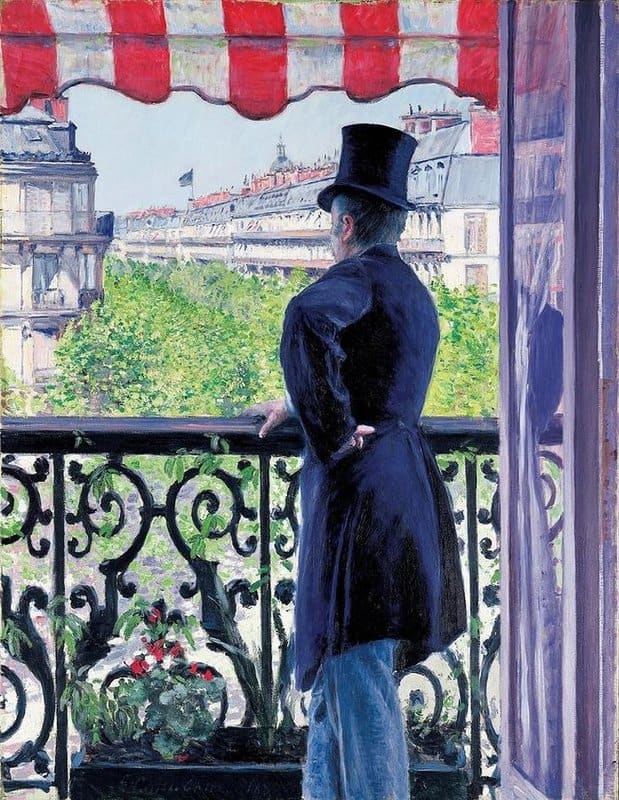 Peinture sur toile, reproduction de Gustave Caillebotte L Homme Au Balcon Boulevard Haussmann 1880 qualité musée