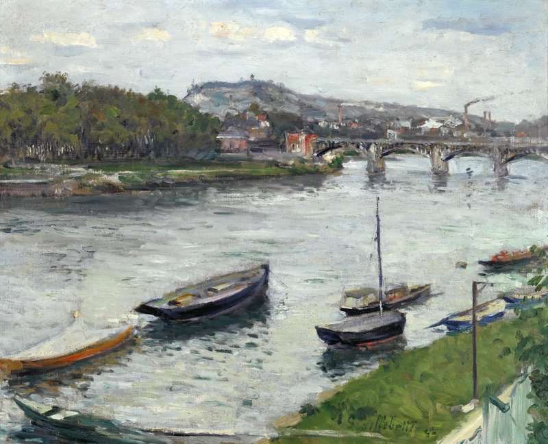 Peinture sur toile, reproduction de Gustave Caillebotte La Berge Et Le Pont D Argenteuil 1882 qualité musée