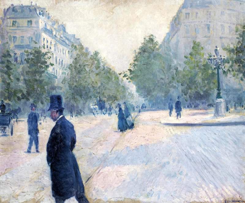 Peinture sur toile, reproduction de Gustave Caillebotte La Place Saint-augustin Temps Brumeux 1878 qualité musée